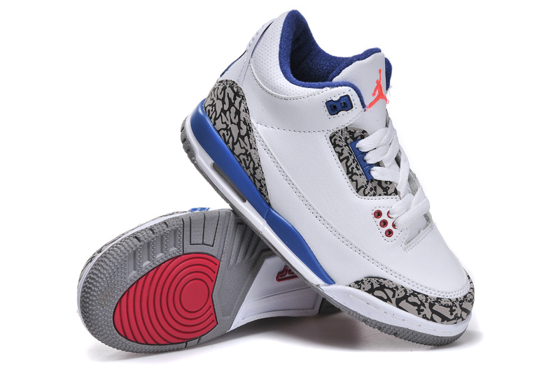 Air Jordan 3 Kid\'S Shoes White/Blue/Black Online